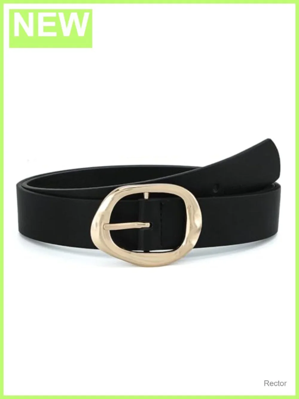 Faux Leather Fashion Belt with Gold Buckle Waist Belt for Jeans Dresses